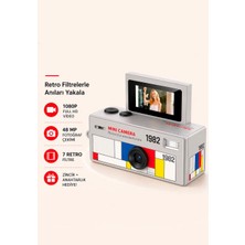Aetcr Mini Dijital Fotoğraf Makinesi 1080P Full Hd 48 Mp Retro Tasarım Mini Charm Kamera Dönebilir Ekran