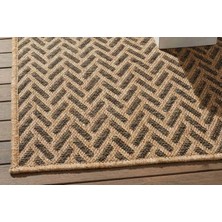 Vivense Pera Halı Kahve ve Siyah Zikzak Sisal Dokulu Halı FM01BL 80X150 cm