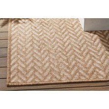 Vivense Pera Halı Karamel ve Ekru Zikzak Sisal Dokulu Halı FM01W 160X210 cm