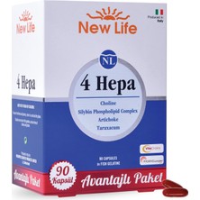 New Life 4 Hepa 90 Kapsül - Silibin Fosfolipid - Kolin - Enginar Yaprağı ve Karahindiba Kök Ekstresi - Dezenfektan Hediyeli