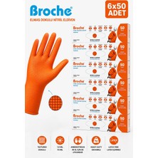 Broche ELMAS DOKULU EKSTRA KALIN TURUNCU NİTRİL ELDİVEN 6'LI PAKET