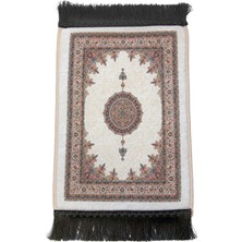İhvan Online Mini Alın Seccadesi Kaymaz Taban Desenli Cep Tipi Seyahat Namaz Seccadesi - Krem / Ekru