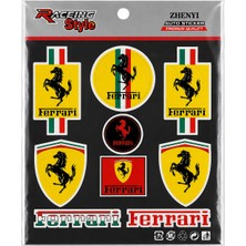 EP Garaj Otomotiv Ferrarı Temalı Karışık Sticker Seti – Otomobil ve Motor Için Dekoratif Çıkartma Seti