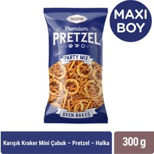 Crackfers Pretzel Tuzlu Mix Maxi Boy Kraker Kısa Çubuk - Fiyonk - Halka 300 gr
