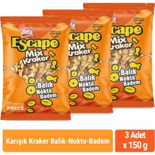 Bifa Escape Mix Kraker - Balık - Nokta - Badem 150 gr x 3 Adet