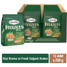 Crackfers Pretzel Ekşi Krema ve Frenk Soğanlı 200 gr x 12 Adet