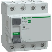 Schneider EZ9R39463 Pro 4 Faz, 63A, 30 Ma, Ac Tipi Kaçak Akım Koruma Şalteri