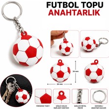 Anahtarlık Futbol Topu 3 cm Kırmızı Beyaz 10 Lu Paket Qtop Q-0996