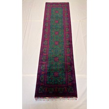 El Dokuma Afgan Halı Khal Muhammadi Desenli Kök Boya Yolluk 83 x 293 cm
