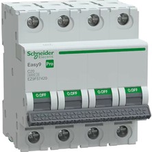 Schneider EZ9F57420 Pro 4 Faz, 20A, 6 Ka, C Tipi Otomat Sigorta