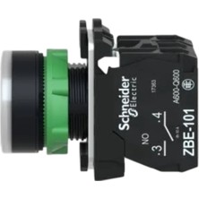 Schneider XB5AW31M5 Işıklı Yaylı Buton, Beyaz, 1 Na + 1 Nk, 220V LED