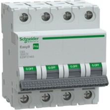 Schneider EZ9F57463 Pro 4 Faz, 63A, 6 Ka, C Tipi Otomat Sigorta
