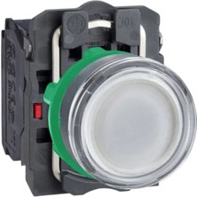 Schneider XB5AW31B5 Işıklı Yaylı Buton, Beyaz, 1 Na + 1 Nk, 24V LED