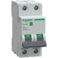 Schneider EZ9F59206 Pro 2 Faz, 6A, 10 Ka, C Tipi Otomat Sigorta