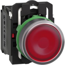 Schneider XB5AW34M5 Işıklı Yaylı Buton, Kırmızı, 1 Na + 1 Nk, 220V LED