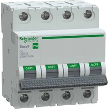 Schneider EZ9F57406 Pro 4 Faz, 6A, 6 Ka, C Tipi Otomat Sigorta