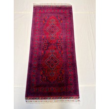 El Dokuma Afgan Halı Khal Muhammadi Desenli Kök Boya Yolluk 95 x 199 cm