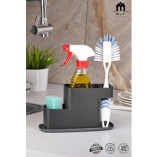 Muf Home Pratik Tezgah Üstü Süngerlik Sabunluk ve Fırçalık - Çok Amaçlı Mutfak Organizeri Lavabo Kenarı Düzenleyici