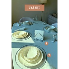 Edora Home 2’li Set Mat Gümüş 6'lı Supla Üçgen Peçetelik Mutfak Seti