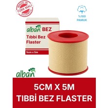 Alban Tıbbi Bez Flaster 5 cm x 5 M Pamuklu Medikal Sabitleme Bandı Tekli Rulo