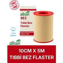 Alban Tıbbi Bez Flaster 10 cm x 5 M Pamuklu Medikal Sabitleme Bandı Tekli Rulo