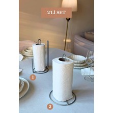 Edora Home 2’li Set Mat Gümüş Dik Kağıt Havluluk Dik Kağıt Havluluk Ayraçlı Mutfak Seti