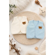 Beniizle Ayıcık Nakışlı Çıtçıtlı Welsoft Unisex 2'li Bebek Yelek