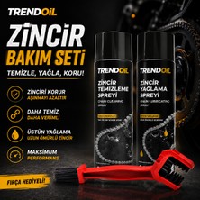 Trendoil Motosiklet Zincir Bakım Seti - Zincir Yağlama Spreyi + Zincir Temizleme Spreyi + Temizleme Fırçası 3lü Set