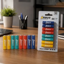 Orbus Premium Aa Alkalin Pil 8’li Paket 1.5V Lr6 – Yüksek Performanslı Kalem Pil