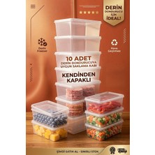 10 Adet Kendinden Kapaklı Derin Dondurucuya Uygun Saklama Kabı 2 Litre