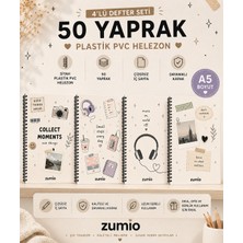 Zumio 4'lü A5 Çizgisiz Defter Seti 50 Yaprak Siyah – Anı ve Müzik Temalı