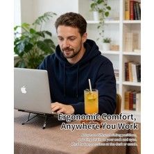 Sefa Ticaret Miley Masa Için Taşınabilir Katlanabilir Dizüstü Bilgisayar Standı, Katlanabilir Ergonomik, 8 Seviyeli Yükseklik, 13-17 Inç Dizüstü Bilgisayarlar, Alüminyum Yapı, Tripod Uyumlu, Taşınabilir, Saklama