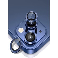 Sefa Ticaret Apple iPhone 13 Alüminyum Alaşım Temperli Cam Kamera Lens Koruyucu - Mavi