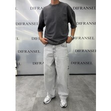 Difransel Jeans Süper Baggy Yıkamalı Gri Fit Jean