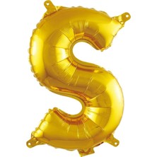 Sefa Ticaret S Harfi 16 Inç Gold Renk Folyo Balon 36 cm (Altın)
