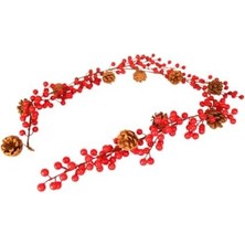 Sefa Ticaret Yılbaşı Lüks Dekor Süsleri Lüks Kokina Garland 150CM Kokina Kozalaklı Berry Şerit Süsler