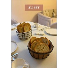 Edora Home 2’li Set Siyah Yuvarlak Ekmek Sepeti Oval Köşeli Ekmek Sepeti Bej Mutfak Seti