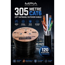 MPIA Mpıa 305 Metre Cat6 Utp Outdoor Internet Kablosu 0.50MM Çift Katmanlı Folyo Korumalı AWG24