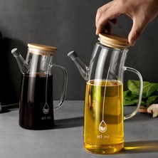 Sefa Ticaret Bambu Kapklı Borosilikat Cam Yağlık & Sirkelik – 1 Litre | Isıya Dayanıklı & Sızdırmaz Tasarım | Bambu Kapaklı Şeffaf Cam Yağdanlık – 1000ML