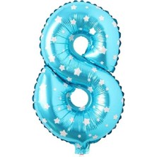Sefa Ticaret 8 Rakamlı 16 Inç Mavi Yıldızlı Folyo Balon 36 cm (Mavi)