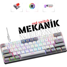 Rever T60W Mekanik Oyuncu Klavyesi Red Switch Rgb LED Işıklı Kablolu Gaming Klavye