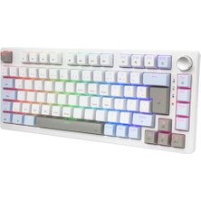 Sefa Ticaret Gravion Vexor Rgb Mekanik Gaming Oyuncu Klavyesi 82 Tuş | 3 Mod (Bluetooth + 2.4g + Kablolu) | Huano Brown Kahverengi Switch Linear | 2000MAH Batarya | Anti-Ghosting Kompakt%75 Hot Swap