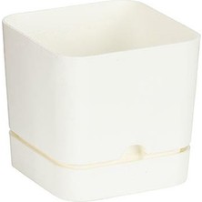 Poliwork Kare Tabaklı Saksı 1,5 Lt – 13x12 cm Modern Kare Tasarım Saksı