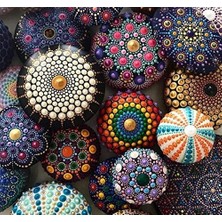 Sefa Ticaret Mandalart Fabric Dot Taş Görünümlü Ahşap 8 * 8 cm