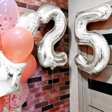 Sefa Ticaret Xesha 8 Rakamı Doğum Günü Balonu Yaş Günü Gümüş Renk Uçan Balon 102 cm Doğum Günü ve Parti Dekorasyonu Büyük Boy Folyo Helyum Uçan Balon Yaş 8 Sayısı