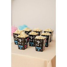 Sefa Ticaret Kız Mı Erkek Mi Popcorn Kutusu, 8'li Set, Baby Shower ve Cinsiyet Partisi Için Mısır Kutuları, Siyah