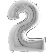 Sefa Ticaret 2 Rakamlı 16 Inç Gümüş Renk Folyo Balon 36 cm (Gümüş)