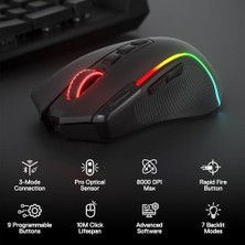 Sefa Ticaret Redragon M612 Pro Rgb Oyun Faresi, 8000 Dpı Kablolu/kablosuz Optik Oyuncu Faresi, 9 Programlanabilir Tuş ve Arka Plan Aydınlatması, Bt & 2.4g, Yazılım Destekli, Fire Button