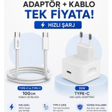 Schitec 30W Hızlı Şarj Adaptörü UCB-C+60W Type-C To Type-C Örgülü Data ve Hızlı Şarj Kablosu