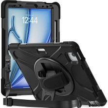 Zore iPad Pro 11 2022 M2 Kılıf Omuz Askılı Üstün Tank Koruma Dönen Standlı El Kayışlı Kcak